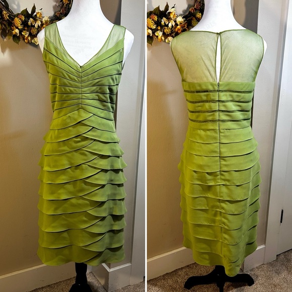 Eliza J Dresses & Skirts - ELIZA J New York Ruffled Tiered Mesh Shoulder Insets Sheath Cocktail Dress Sz 12